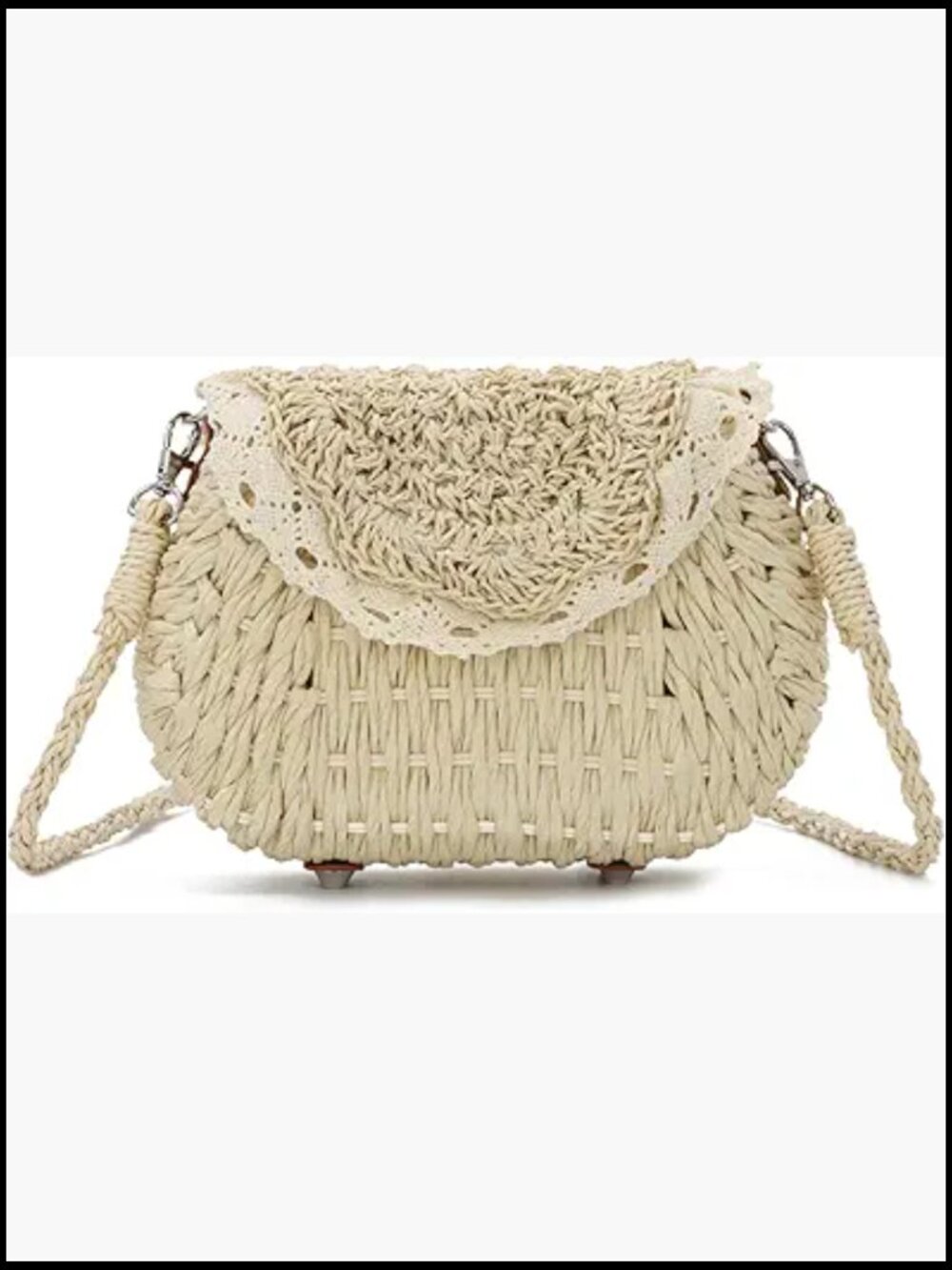 Straw Crossbody Purse Handwoven Woven Bag Boho Summer Beach Vacation Shoulder